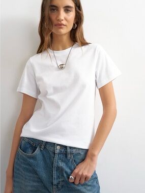 NewTopshopWomen's Crewneck Short Sleeve Tee in White Size 8 medium
